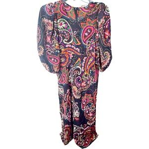 Elegant Paisley Print Midi Dress - Multicolor